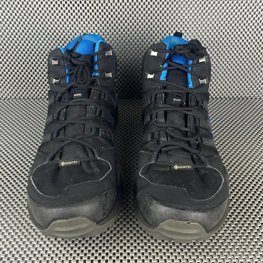 Adidas Terrex Swift R2 Mid GTX Hiking Boots Mens 12 Black Blue Lace Up Outdoors